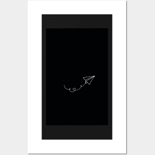 Black and White Paper Plane Posters and Art